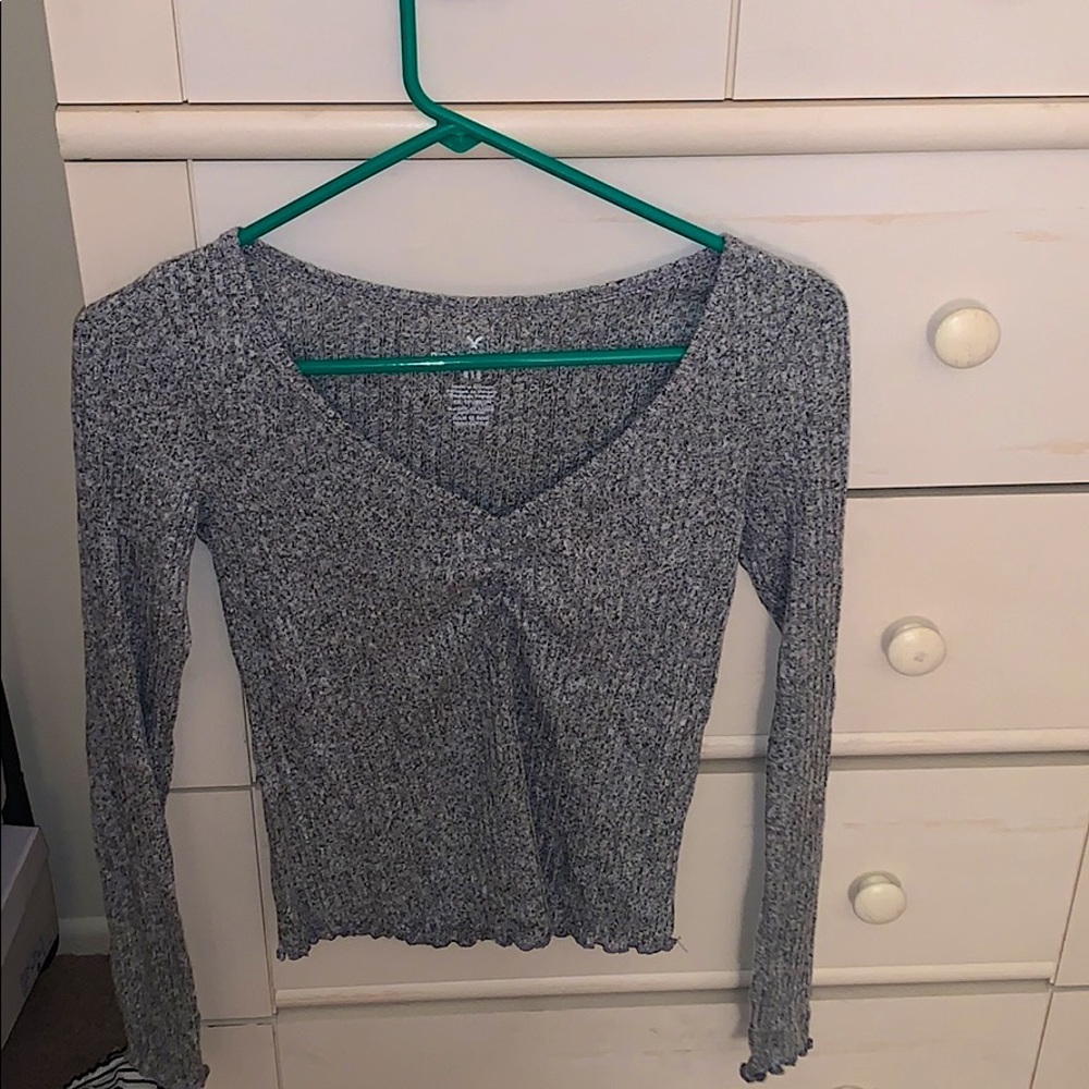 Grey American Eagle Soft & Sexy Long Sleeve Tee Size XS